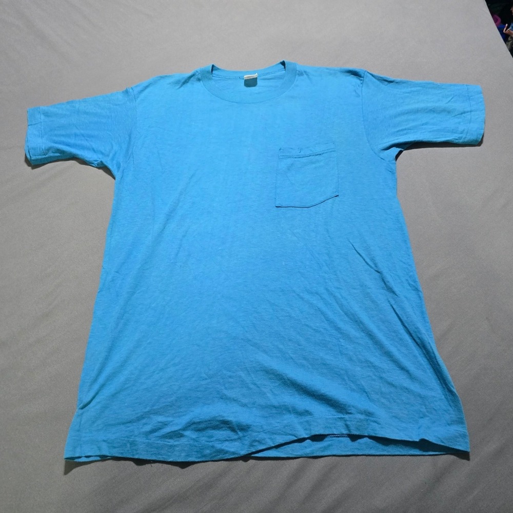B.V.D. Pocket T-Shirt Mens XL Blue Vintage Single Stitch 100% Cotton Tee